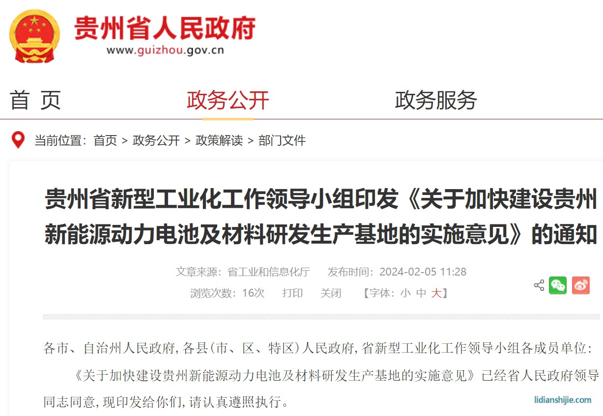 關(guān)于加快建設(shè)貴州新能源動(dòng)力電池及材料研發(fā)生產(chǎn)基地的實(shí)施意見(jiàn)